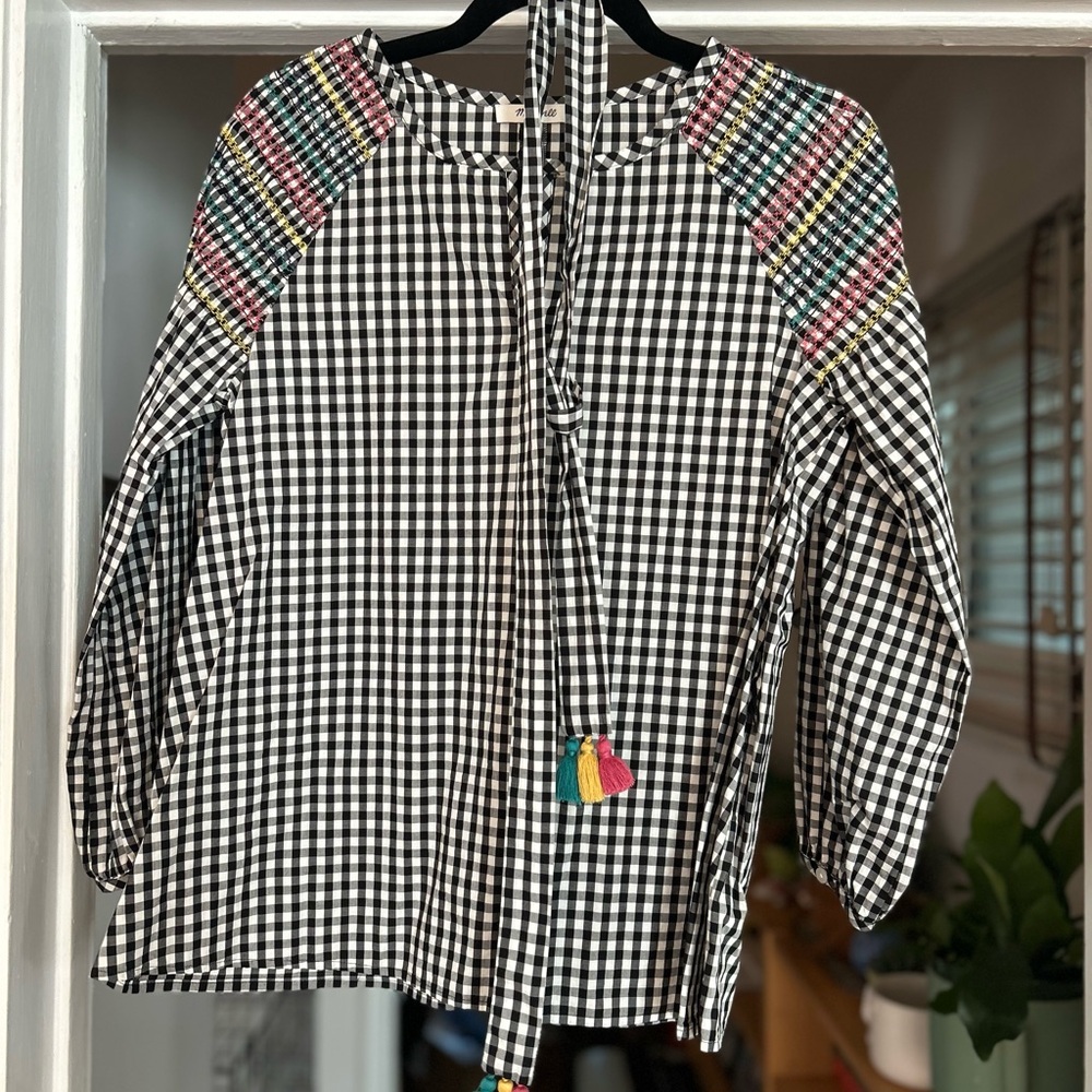 Madewell black gingham top